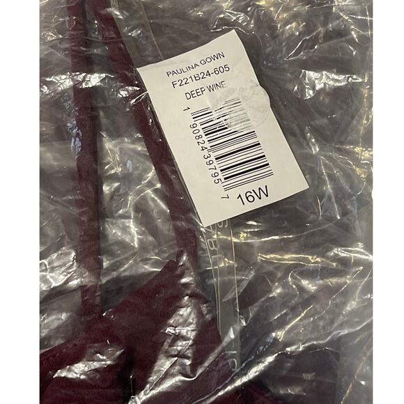 Sachin + Babi Size 16W NEW Stretch Crepe Paulina Formal Maxi Gown Deep Wine - Picture 9 of 9